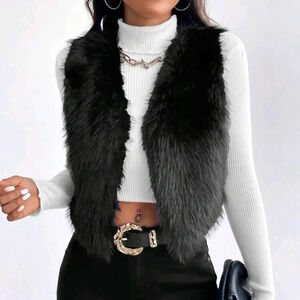 Open Front Fuzzy Vest Coat